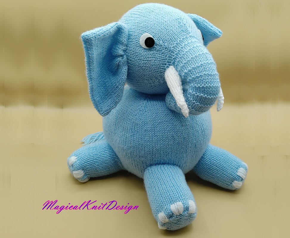 The blue elephant knitting pattern baby soft toys home decorations sofa - Image 3