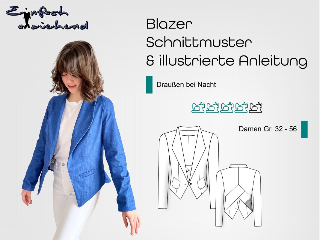 Schnittmuster Blazer Draussen bei Nacht Gr. 32 - 56 für Damen