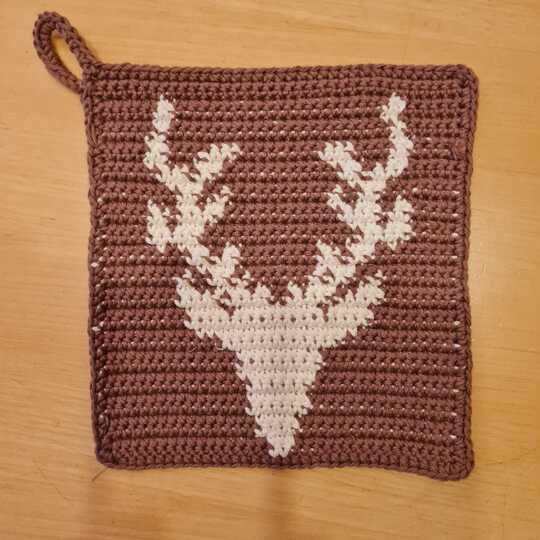 Häkelanleitung Topflappen Geweih