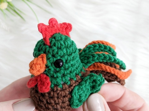 Rooster amigurumi pattern, crochet chicken, bird crochet pattern