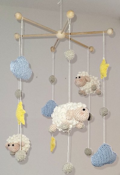 Häkelanleitung Babymobile Schäfchen
