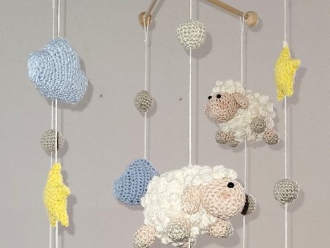Häkelanleitung Babymobile Schäfchen