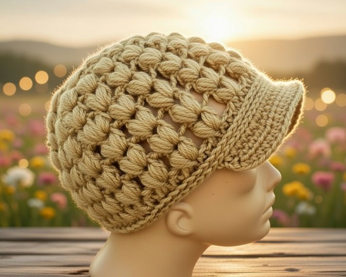 Crochet Beanie Pattern – Popcorn Stitch Hat PDF + Video Tutorial