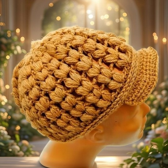 Crochet Beanie Pattern – Popcorn Stitch Hat PDF + Video Tutorial