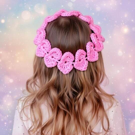 Crochet Hearts Headband Pattern + Video Tutorial, Easy Hairband PDF