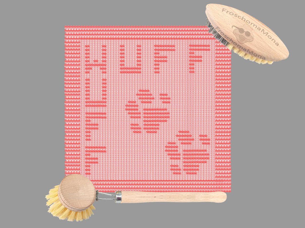 Hunde Pfotentuch Motiv „ WUFF WUFF + Tapsen “ Deckchen Spültuch Anleitung