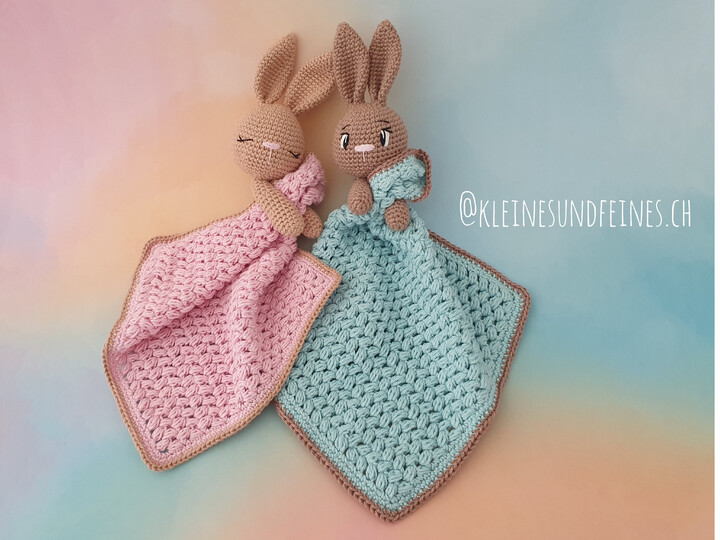 Lovey blankets "Bunnies Polly & Paul" - snuggler - crochet pattern PDF