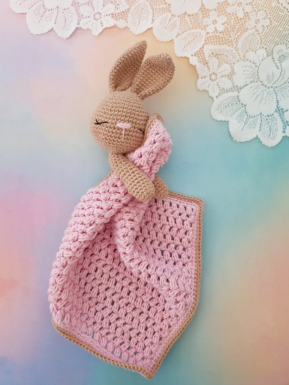 Lovey blankets "Bunnies Polly & Paul" - snuggler - crochet pattern PDF