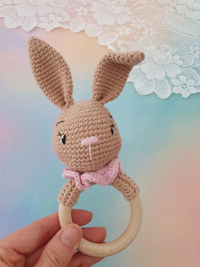 Baby rattle "Bunny Polly" - crochet pattern PDF