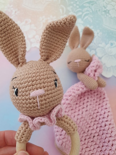 Baby rattle "Bunny Polly" - crochet pattern PDF