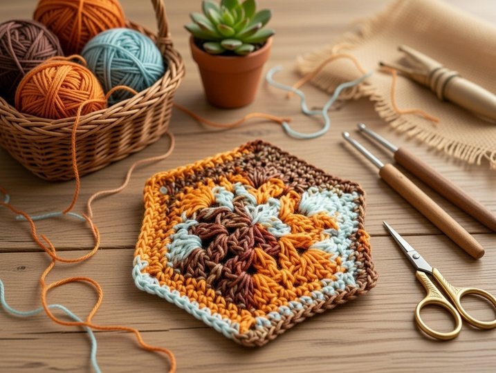 Häkelanleitung Hexagon Motiv – PDF + Video Tutorial für Anfänger