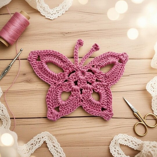Häkelanleitung Schmetterling PDF + Video (nur Englisch) | nontycrochet