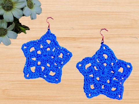 Crochet Star Earrings Pattern PDF + Photo & Video Tutorial | NontyCrochet