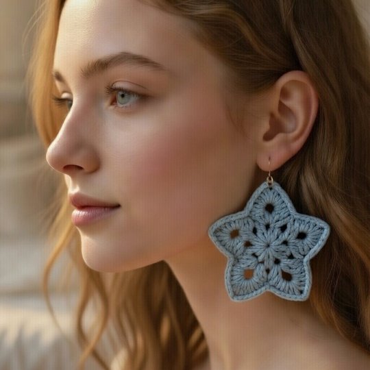 Crochet Star Earrings Pattern PDF + Photo & Video Tutorial | NontyCrochet