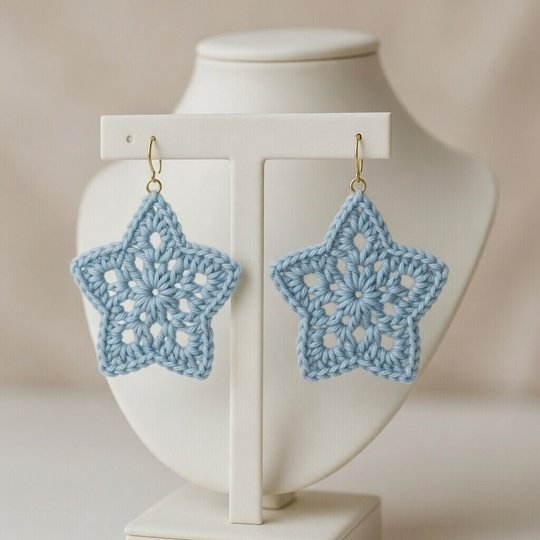 Crochet Star Earrings Pattern PDF + Photo & Video Tutorial | NontyCrochet