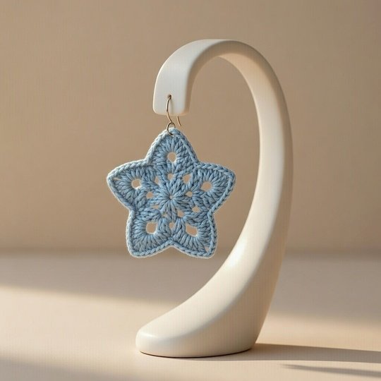 Häkelanleitung Stern-Ohrringe PDF + Foto & Video-Tutorial | NontyCrochet