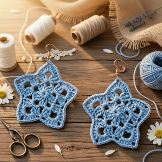 Häkelanleitung Stern-Ohrringe PDF + Foto & Video-Tutorial | NontyCrochet