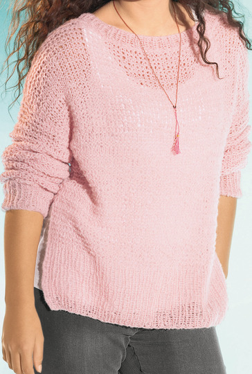Pullover in Rosé mit Seitenschlitzen