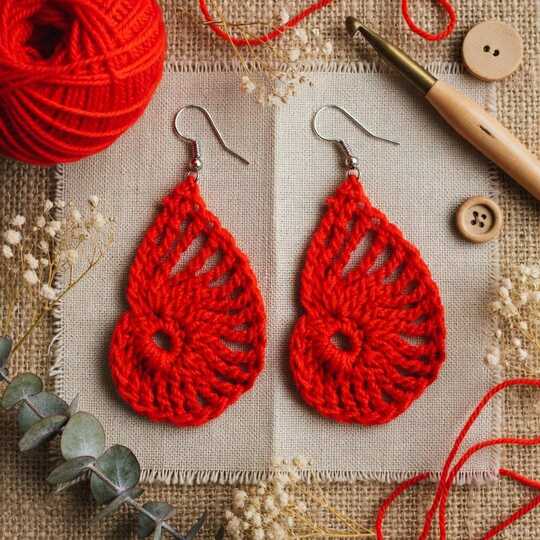 Crochet Leaf Earrings Pattern + Video (English-Only Tutorial)