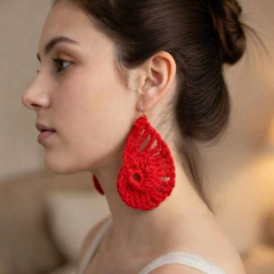 Crochet Leaf Earrings Pattern + Video (English-Only Tutorial)