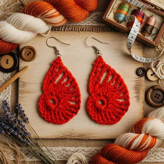 Crochet Leaf Earrings Pattern + Video (English-Only Tutorial)