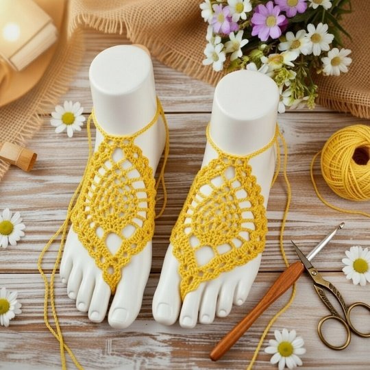 Crochet Barefoot Sandals Pattern – PDF Download + Video Tutorial