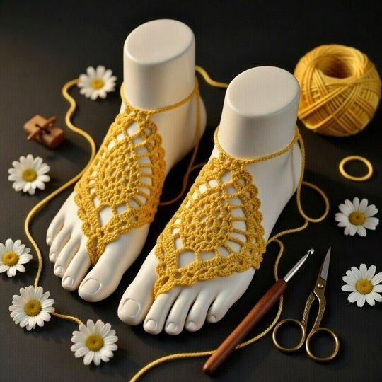 Crochet Barefoot Sandals Pattern – PDF Download + Video Tutorial