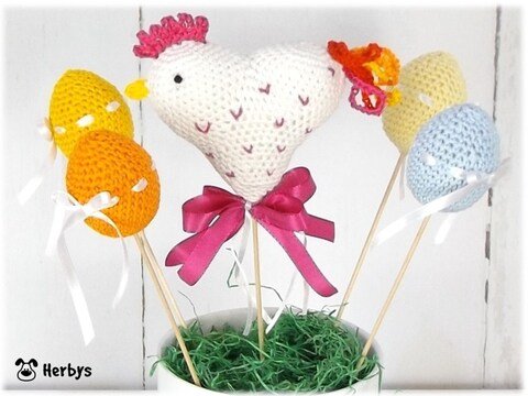 Häkelanleitung Osterstrauch "Henne"