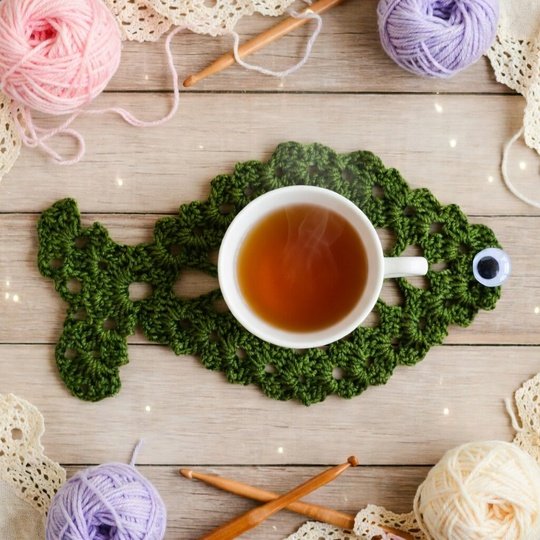 Crochet Fish Coaster PDF + Video Tutorial in English Only