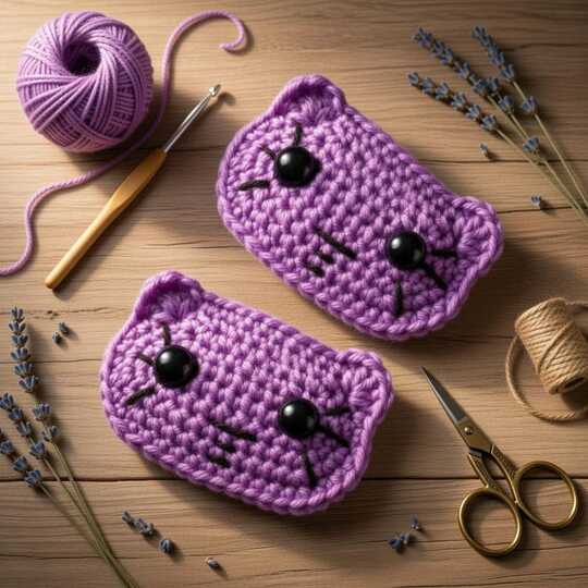 Crochet Kitty Hair Clip Pattern + Video (English-Only Tutorial)