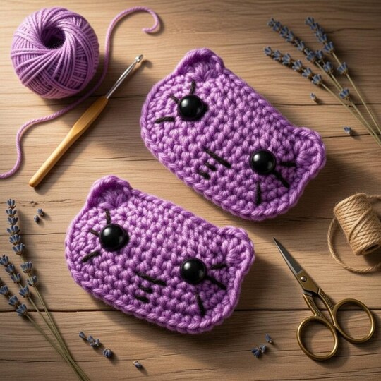 Crochet Kitty Hair Clip Pattern + Video (English-Only Tutorial)