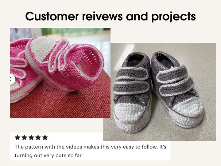 Häkelanleitung Babysneaker – Baby Booties mit Klettverschluss (4 Größen)