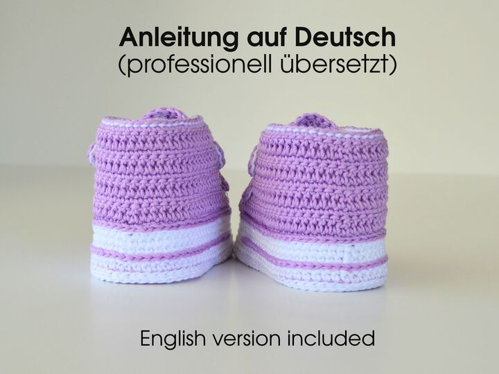 Häkelanleitung Babysneaker – Baby Booties mit Klettverschluss (4 Größen)