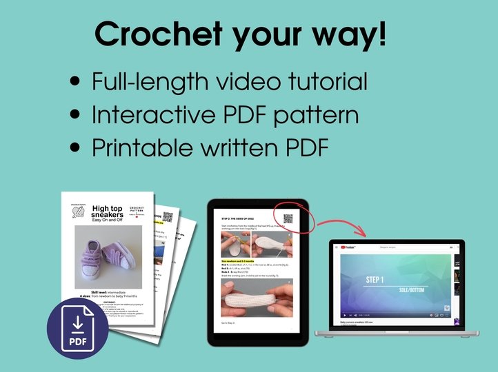 Häkelanleitung Knöchelturnschuhe Neugeborenes bis Baby 9 Monate