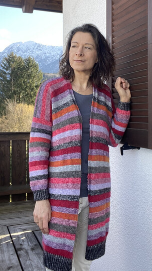 Knitted Coat, Long Cardigan "CHIPMUNK" – seamless  – top-down