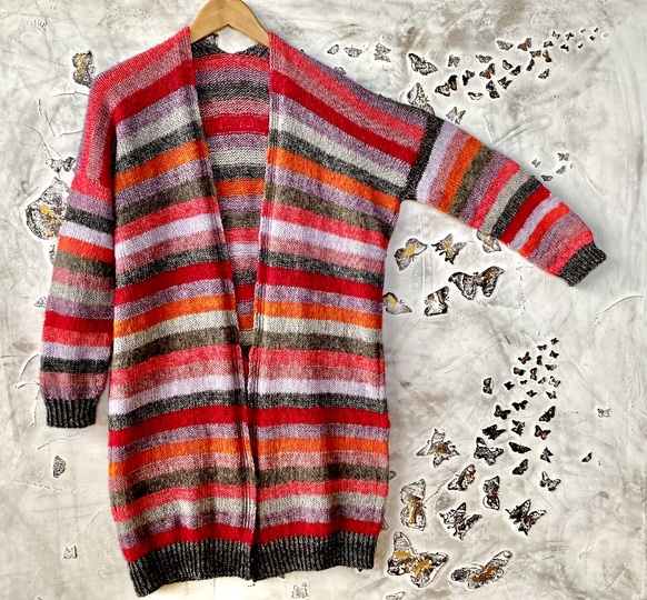 Knitted Coat, Long Cardigan "CHIPMUNK" – seamless  – top-down