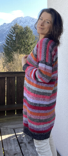 Knitted Coat, Long Cardigan "CHIPMUNK" – seamless  – top-down