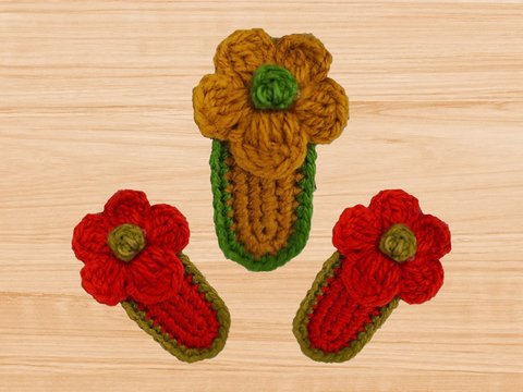 A crochet flower Hair clip PDF pattern