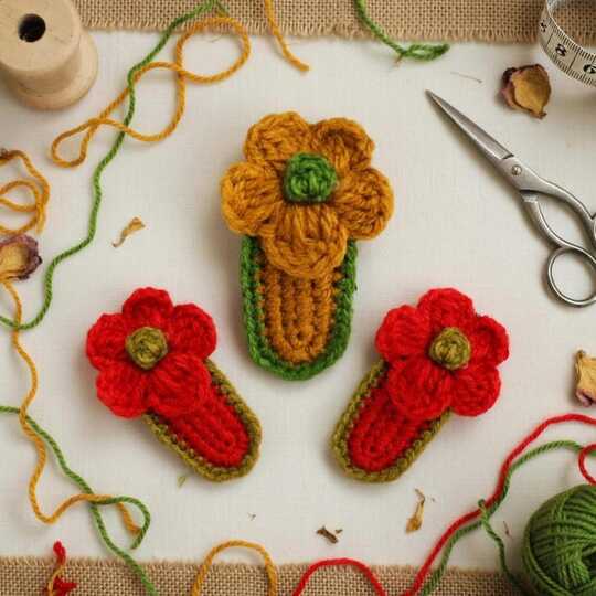 Crochet Flower Hair Clip PDF + Video Tutorial in English Only
