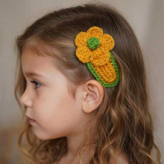 Crochet Flower Hair Clip PDF + Video Tutorial in English Only