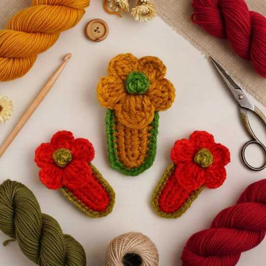 Häkelanleitung Blumen Haarclip PDF + Video Tutorial nur Englisch