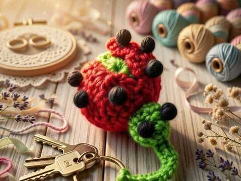 Crochet Ladybug Keychain Pattern + Video Tutorial (English Only)