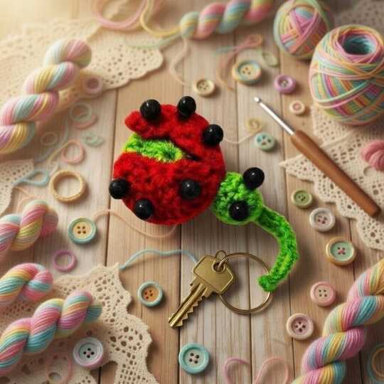 Crochet Ladybug Keychain Pattern + Video Tutorial (English Only)