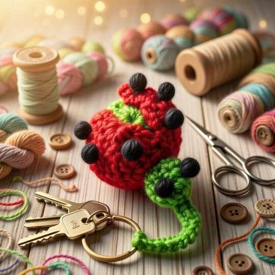 Crochet Ladybug Keychain Pattern + Video Tutorial (English Only)