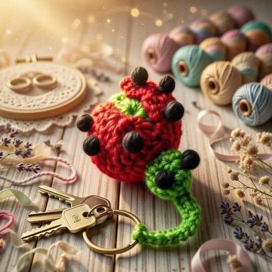 Crochet Ladybug Keychain Pattern + Video Tutorial (English Only)