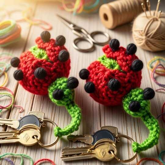 Crochet Ladybug Keychain Pattern + Video Tutorial (English Only)