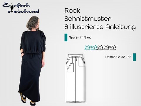 Schnittmuster Rock Spuren im Sand Gr. 32 - 62 für Damen