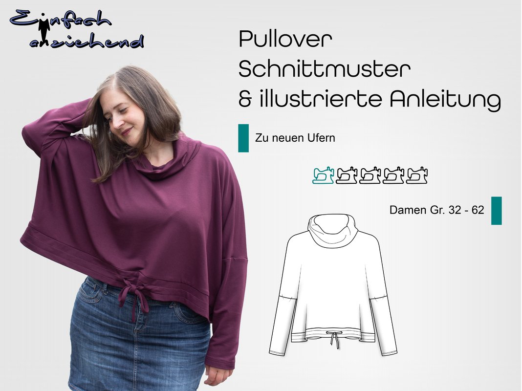 Schnittmuster Poncho Pullover Zu neuen Ufern Gr. 32 - 62
