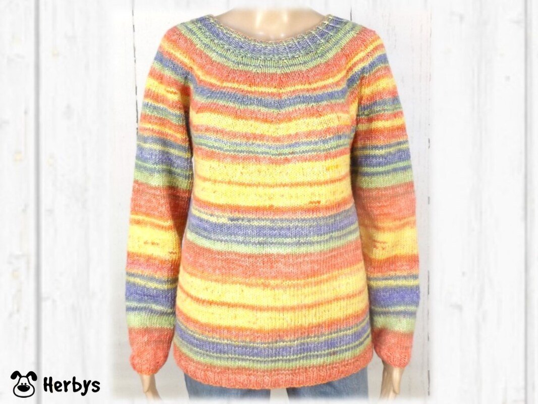 Strickanleitung Pullover mit Rundpasse "Happy Colours"