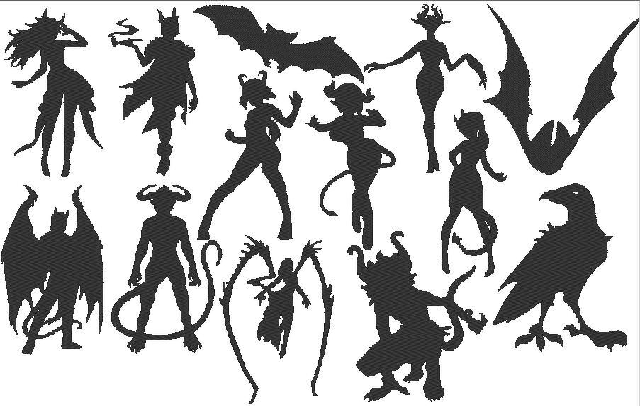 Stickdatei - Dämonen Fledermaus Silhouette 1